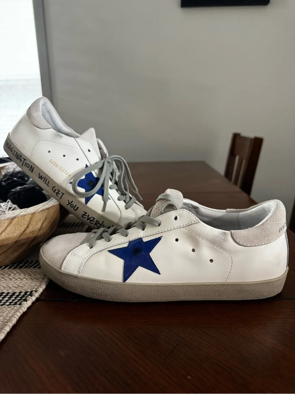 Golden Goose Ball Star White Blue Star Sneakers Like New Women’s 8.5